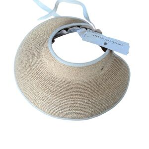 Helen Kaminski Australia designer Raffia woven Tan Sun Visor